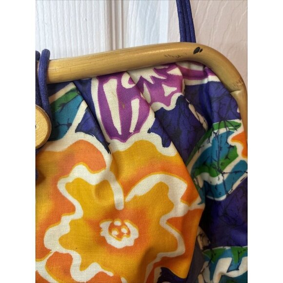 vintage liz claiborne Floral Wood Accent purse - Picture 6 of 16